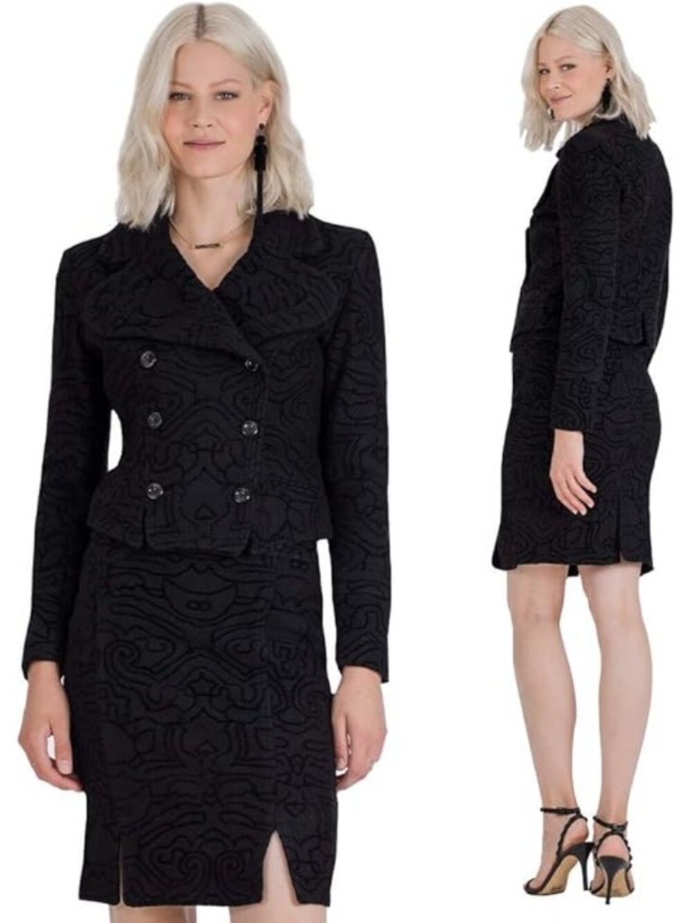 NWT Vertigo Paris Women's Black Wool Modern Day Pea Coat Size XL 1122 - Picture 2 of 13